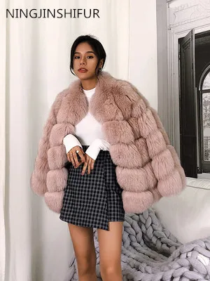 

Pop brand fox coat warm Real fur Short style fox coat Ladies winter warm fox fur jacket winter Fashion warmth fur coat