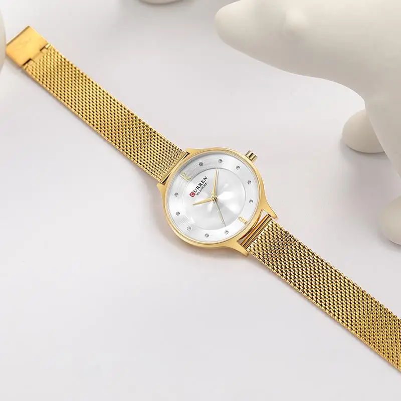 Изысканные простые женские наручные часы Curren повседневные сетчатые лучший бренд
