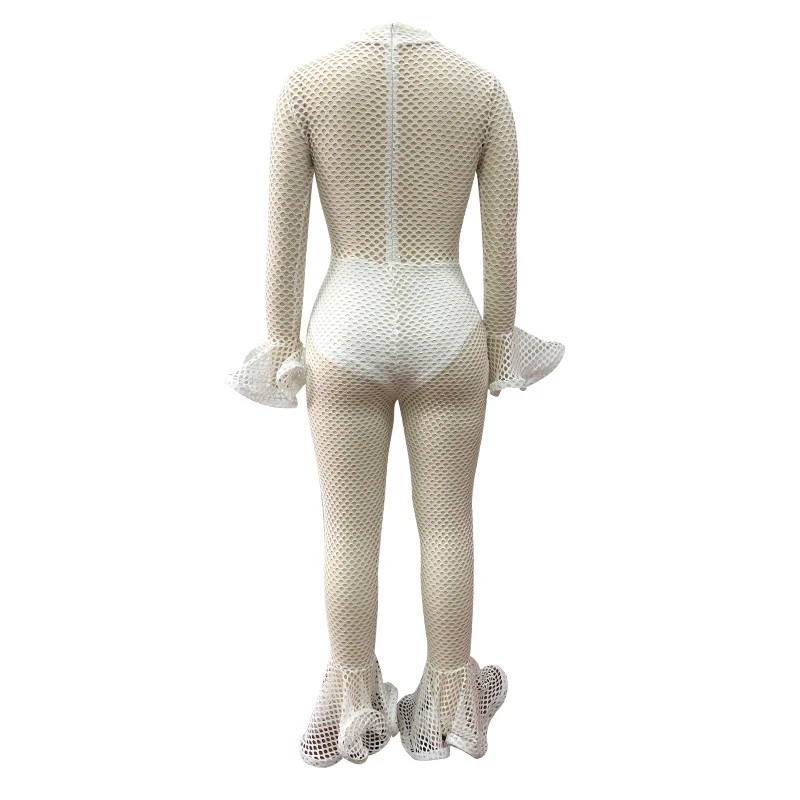 Ажурный сетчатый сексуальный комбинезон с нижним бельем водолазка