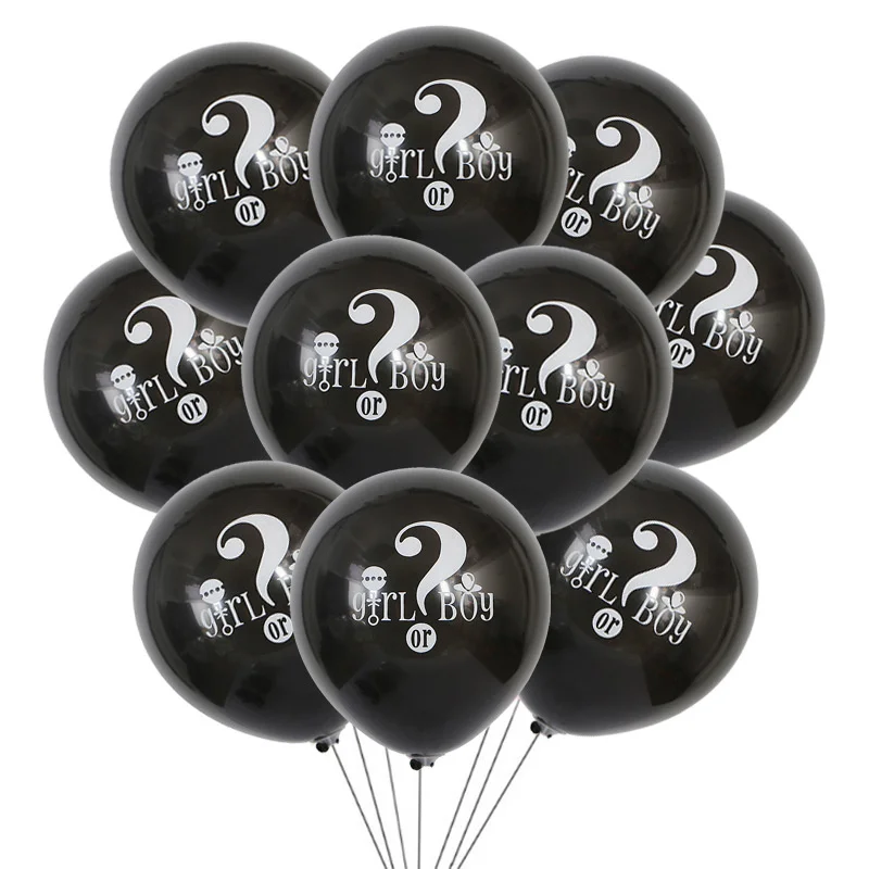 

Baby Gender Secret Party Balloon 10 pcs he or she boy or girl Gender Secret Latex Balloon Set 10 Inch Black Balloon Wholesale