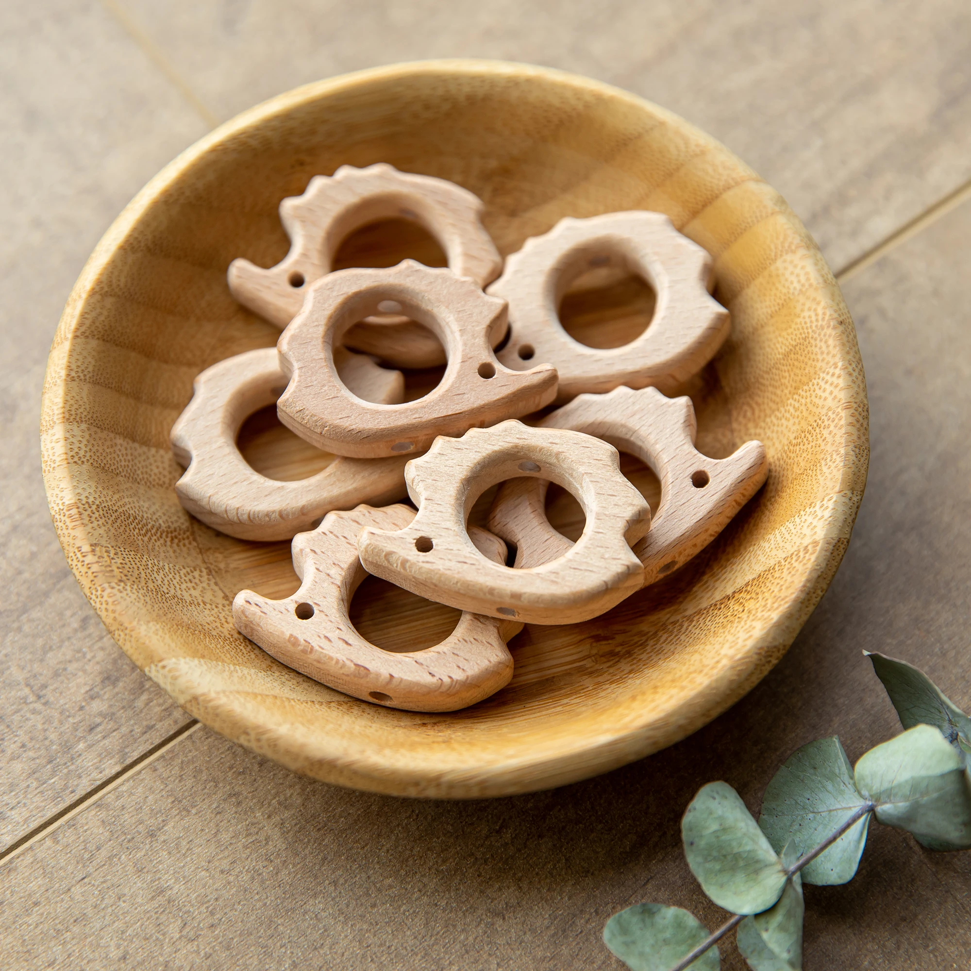 10PC Baby Wooden Teether Animal Beads Beech Rodent Star DIY Pacifier Chain Teething Bracelet Accessories Montessori Newborn Gift