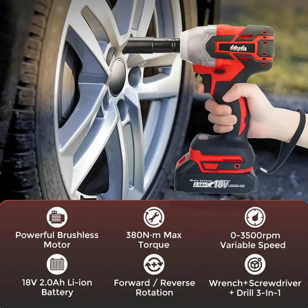 380N.M Brushless Cordless Electric Impact Wrench 3 In 1 Screwdriver Drill Gear Power Tools for Makita 18V Battery | Инструменты