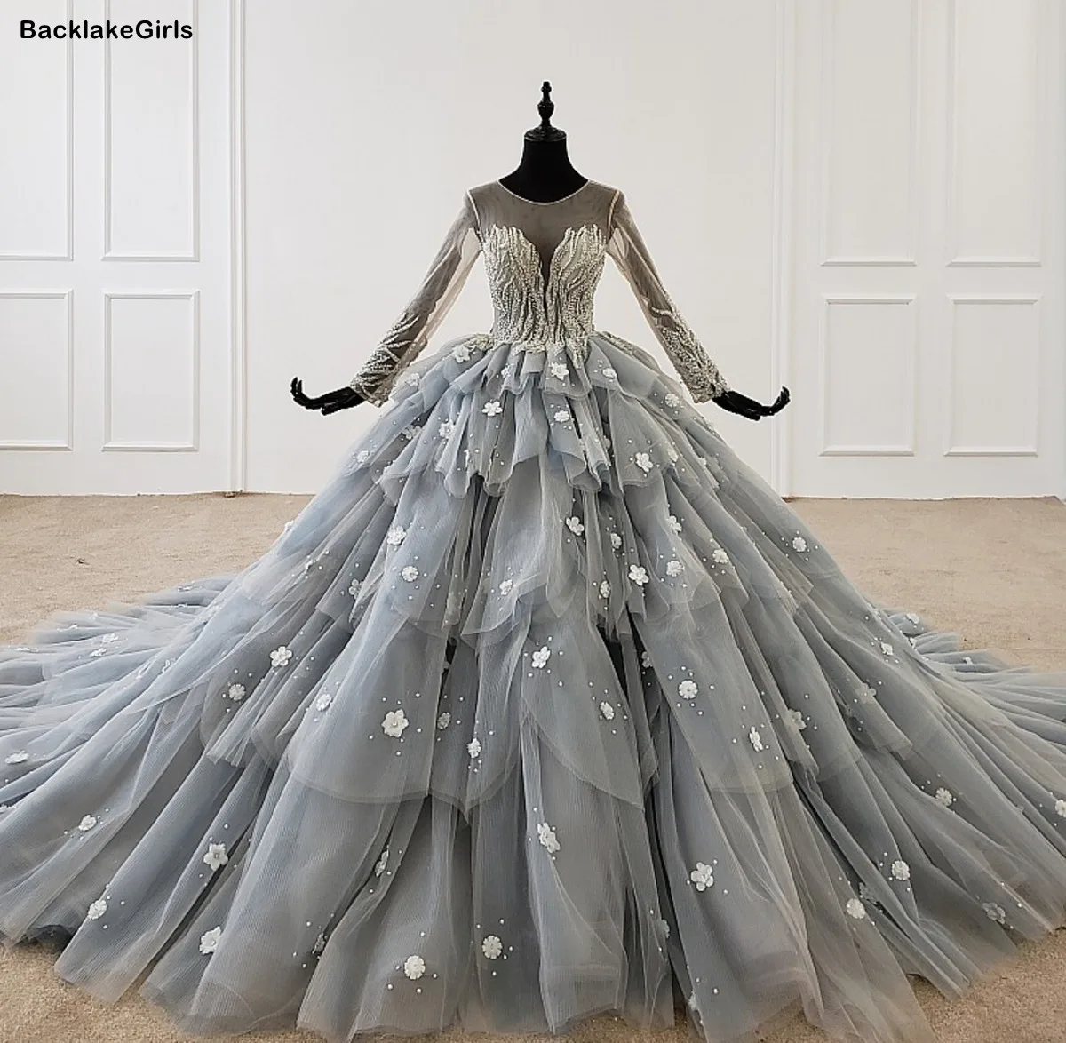 Elegant Long Sleeve Evening Dress Illusion O Neck Applique Crystal Lace Party Robe Longue Femme Soirée | Свадьбы и торжества