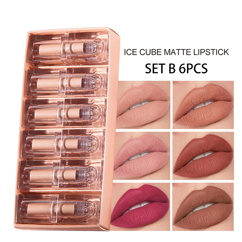 

6pcs/set Colors Moisturize Finish Lip Glaze Long Lasting Moisturizing No Fading Non-stick Lipstick Makeup Cosmetics lipstick