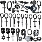 Женские серьги-кольца из нержавеющей стали, черные Подвесные серьги-кольца с фианитами в стиле панк для мужчин и подростков, 2021