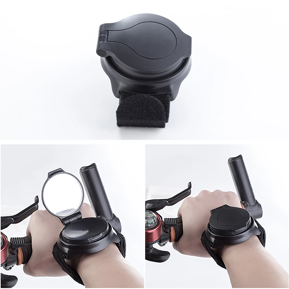 

360 Rotate Bicycle Back Mirror Bike Mirrors Convex Reflex Arm Wrist Strap Cycling Gloves Bicycle RearView Cycling Accessories