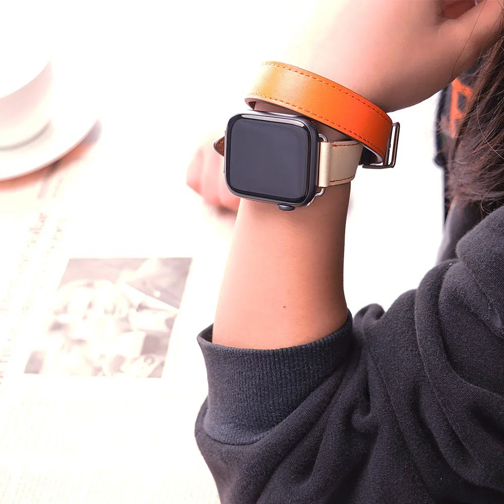 Кожаный ремешок для apple watch band 42 мм 38 мм iWatch band 44 мм 40 мм двойной походный браслет ремешок для часов apple watch 4 3 21 аксессуары