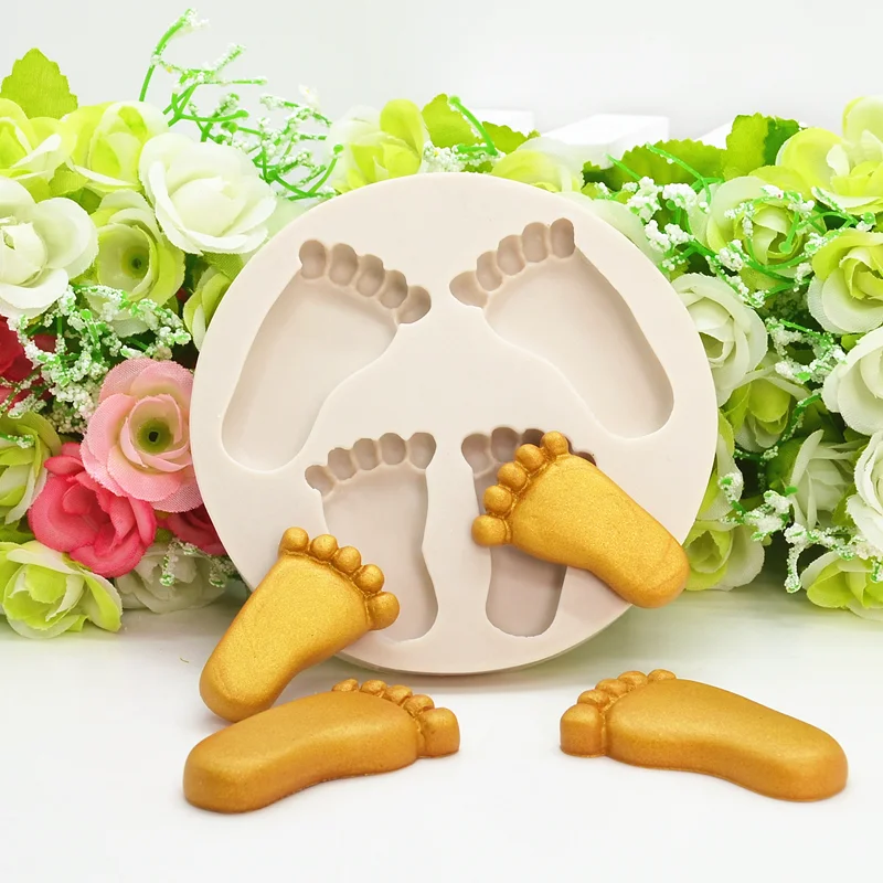 

3d Baby Feet Silicone Mold Resin Kitchen Baking Tool DIY Chocolate Pastry Fondant Moulds Cake Dessert Lace Decoration Supplies