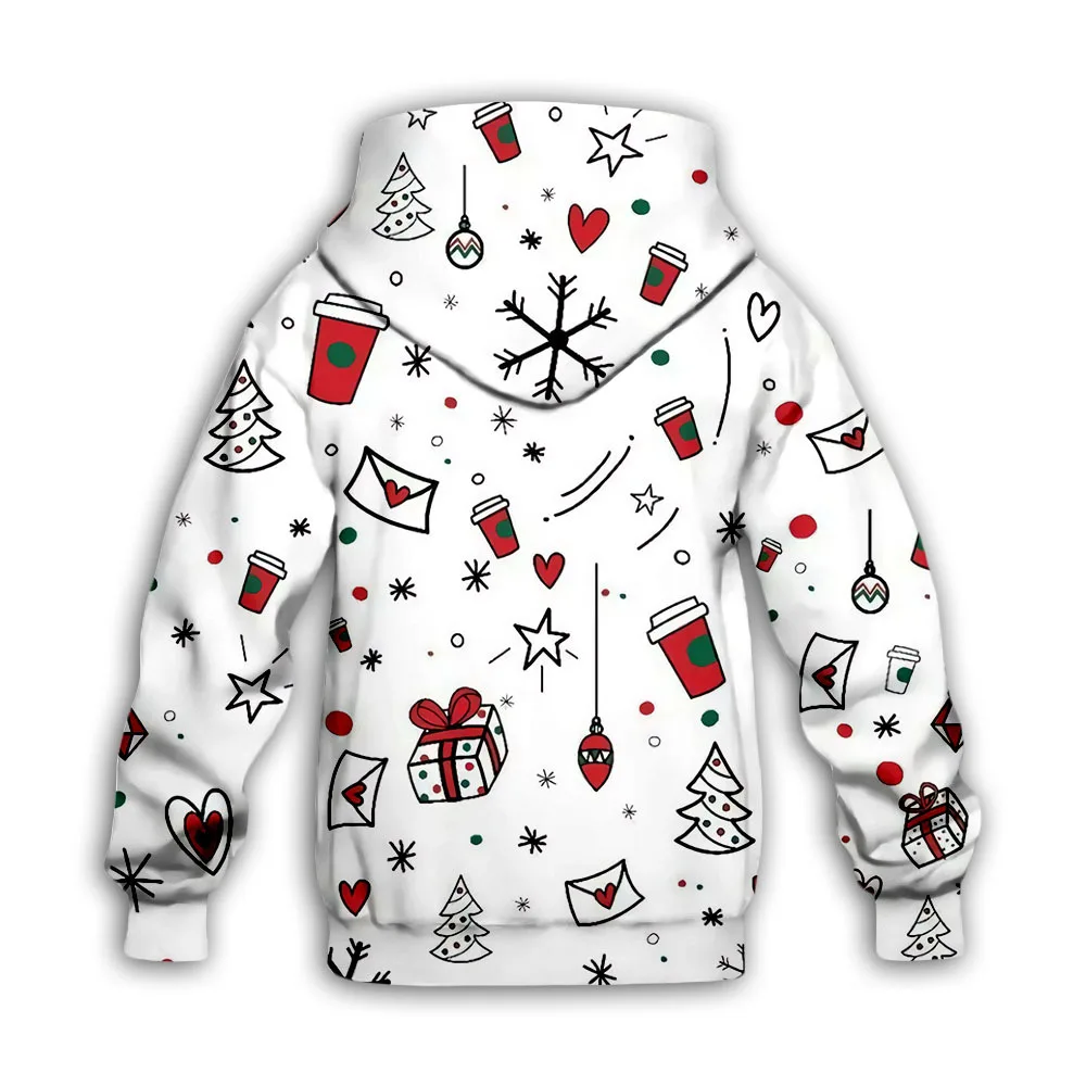 Рождественский свитер на молнии с 3D принтом Детский кардиган капюшоном