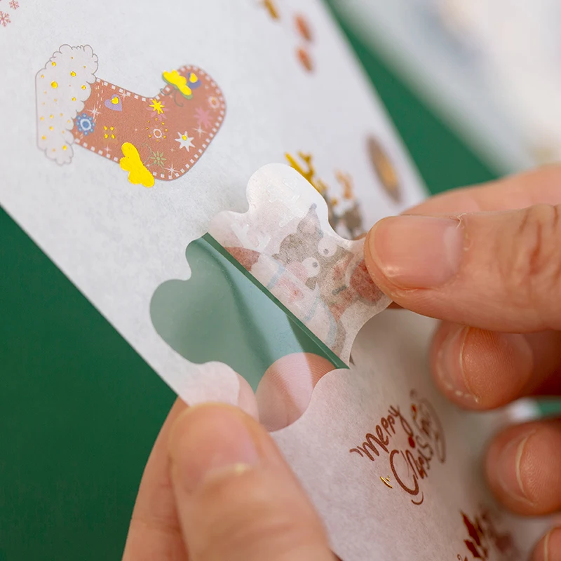 6 шт./партия мультяшная позолота Рождественская бумажная наклейка украшение