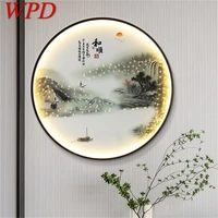 wpd indoor wall lamps fixtures led chinese style mural creative light sconces for home study bedroom