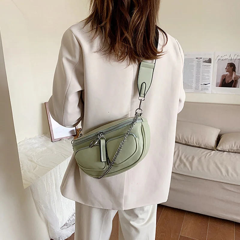 

Handbag Wide Shoulder Belt Crossbody Bags For Women 2020 Chain Designer Shoulder Messenger Handbags Solid Color Hand Bag X695