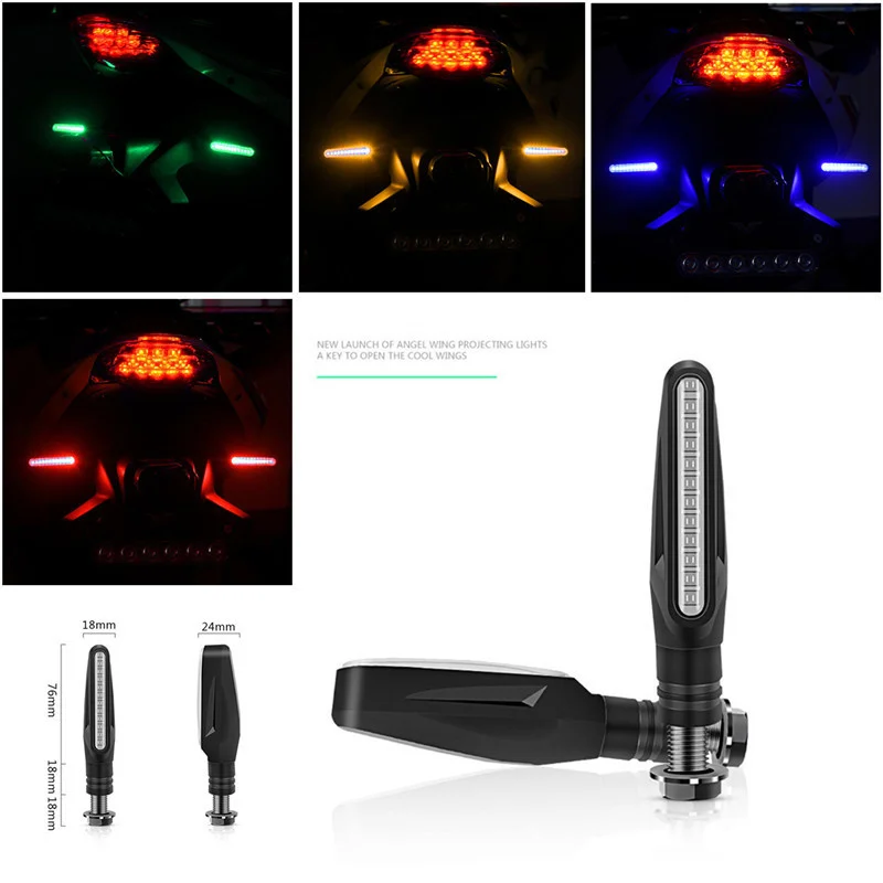 

2pieces of led signals back motorcycles indicator blinking built-in relay streamer turn signal Motorcycle daytime running lights