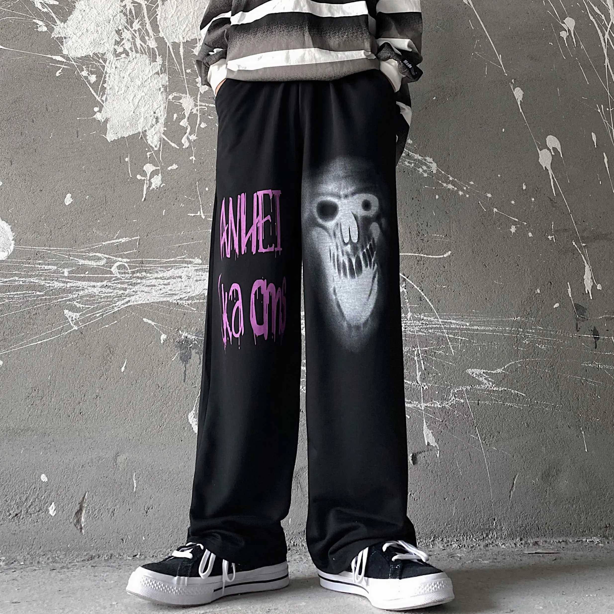 

Black Devil Pants Streetwear Women High Street Joggers Trousers Hip Hop Rock Pants Spring Summer Cartoon Cargo Pants Females