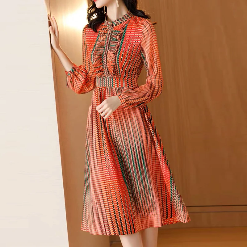 Богемное винтажное однобортное платье рубашка с длинным рукавом и оборками