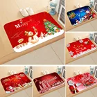 Рождественский Снеговик, фланелевый напольный коврик для ванной комнаты, абсорбирующие Нескользящие коврики с Санта-Клаусом, новогодние праздничные рождественские коврики