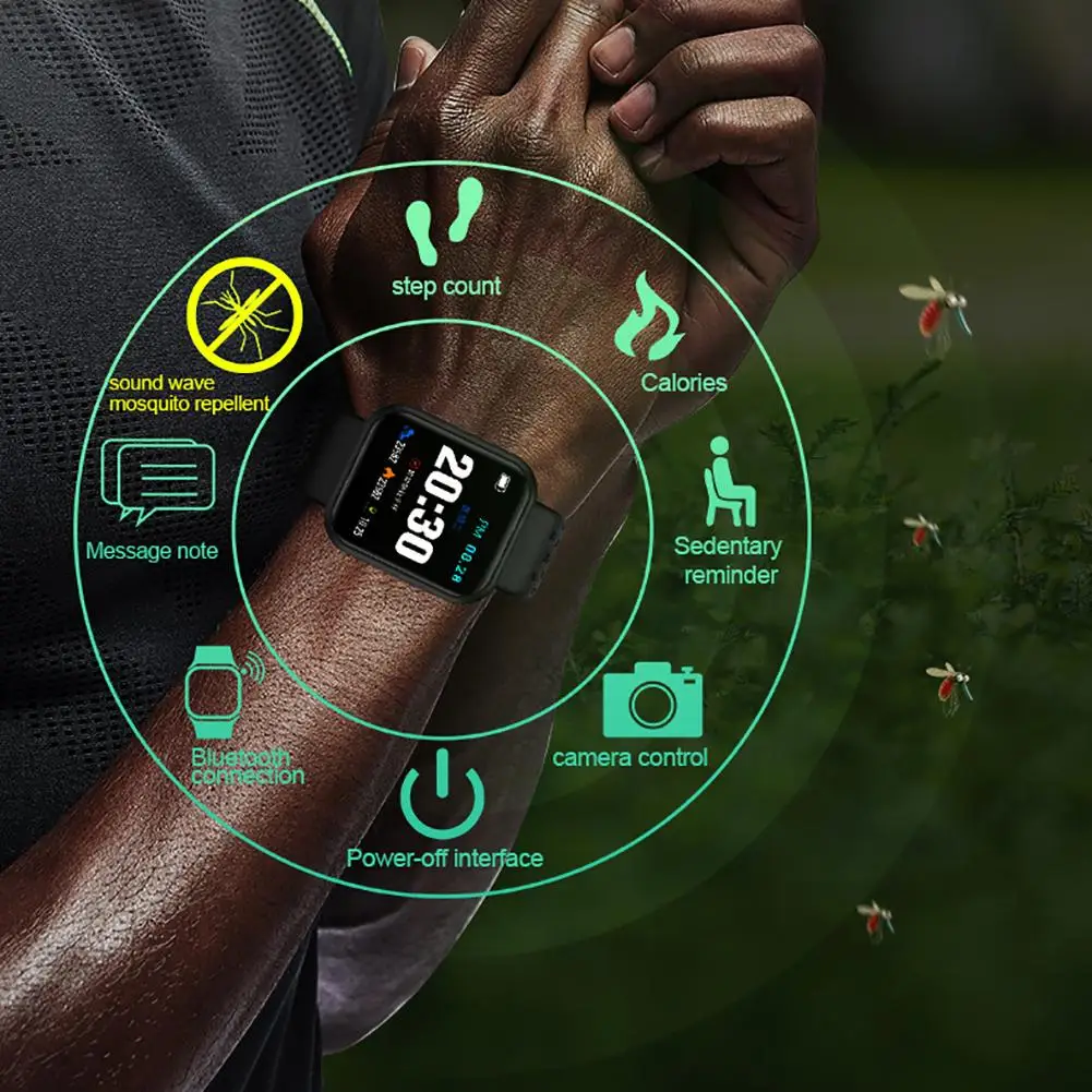 Репеллент от комаров ультразвуковой смарт браслет с датчиком кровяного давления