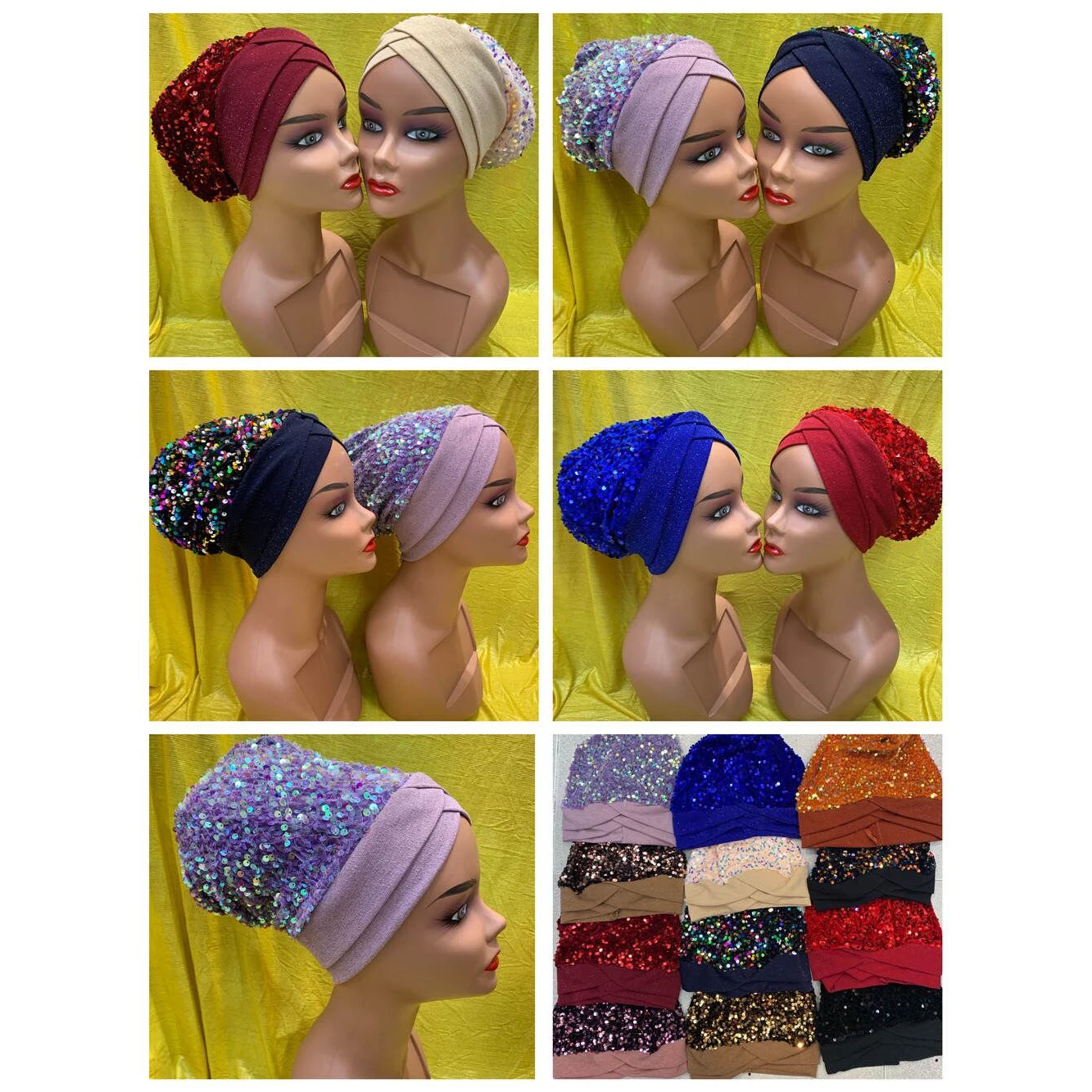 1 Dozen Sales New Unique Muslim Dubai Turban Hat with Flower Embroider Women Ready Cap  Casual India Bonnet Hat