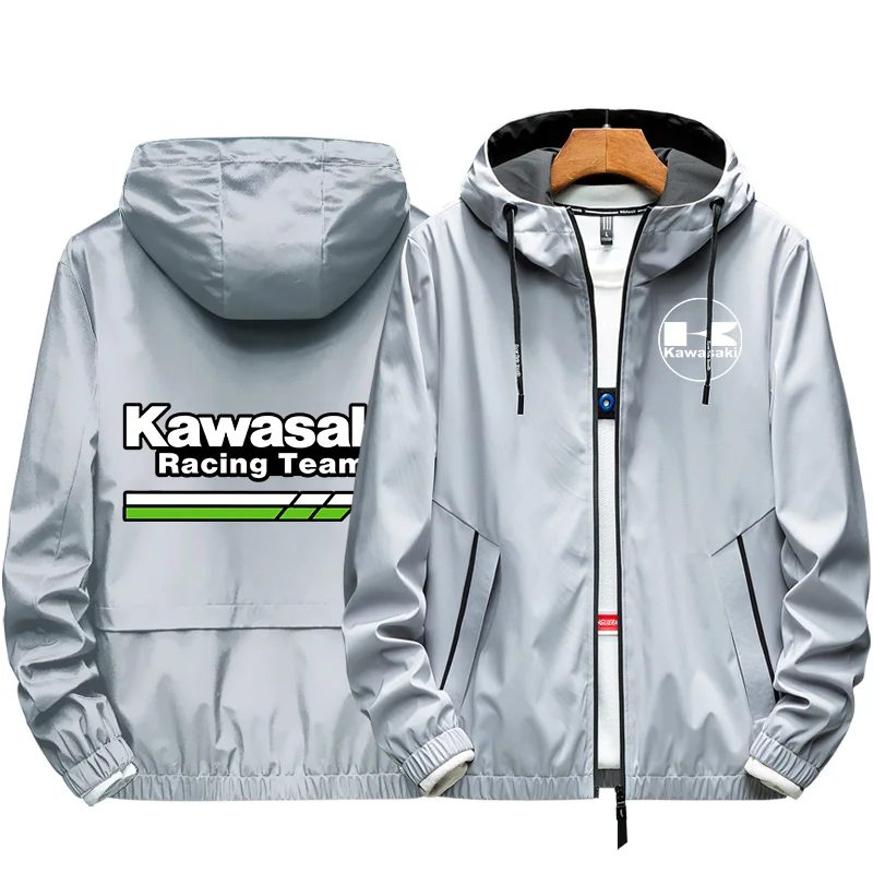 

2021 Spring Autumn Bomber Jacket Kawasaki Men's Zipper Coat Elastic Casual Windbreaker Sports Men Outdoor Clothing Top