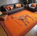 Ковер в американском стиле, шикарный дизайнерский современный ковер для гостиной, кухонный оранжевый рельефный нескользящий коврик с геометрическим рисунком, коврик, салонный ковер