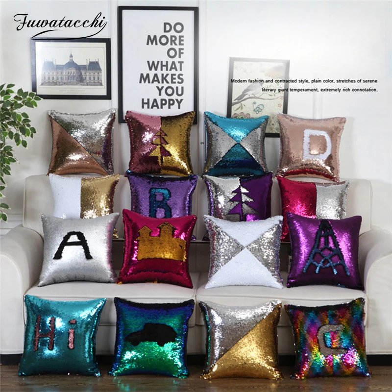 Fuwatacchi наволочка с блестками Русалочки Волшебная сияющая улыбка декоративная