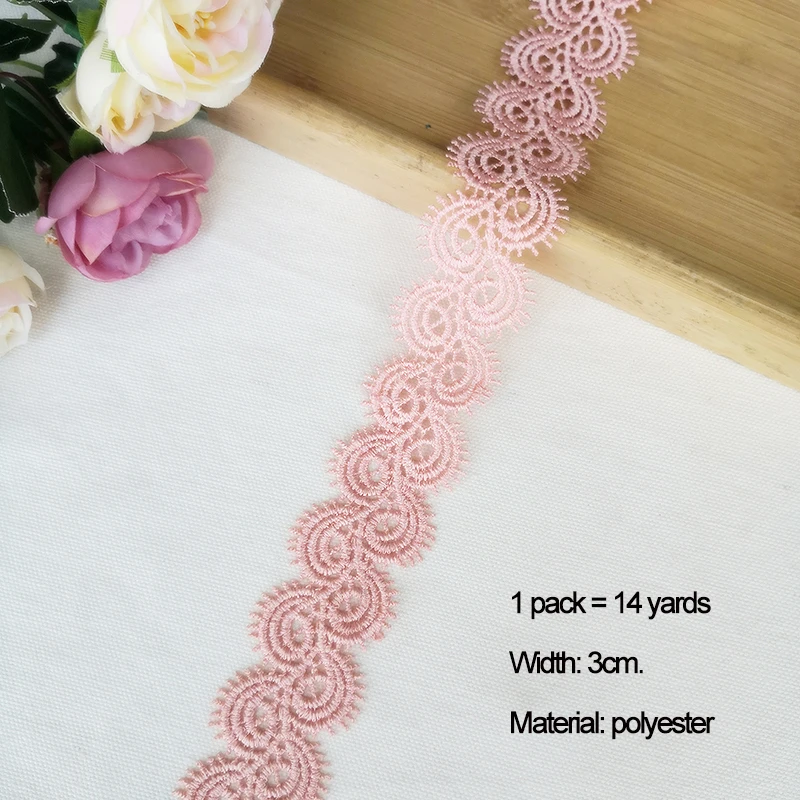 Pink 14 ярдов 1,7-8 см вышивка, кружевная отделка, пэчворк, ручная работа, рукоделие, Швейные аксессуары, ткань, украшение одежды, 910 - Цвет: Pink