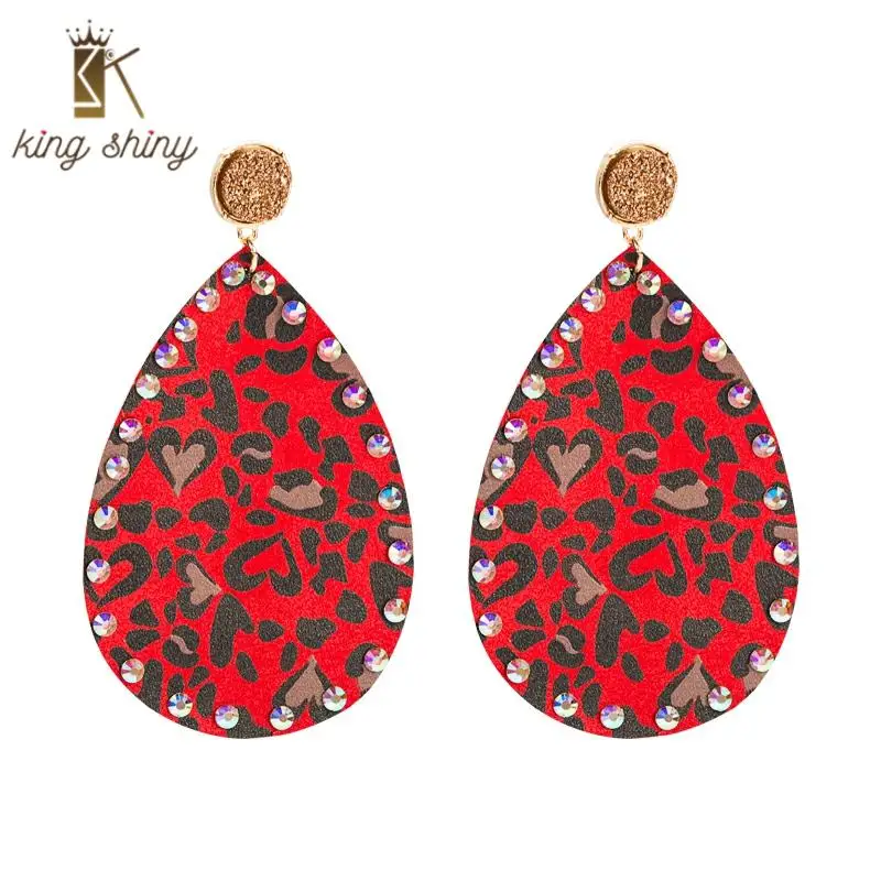 

Bohemian Leopard Pattern PU Leather Dangle Earrings Vintage Hand Made Water Drop Shape Pendant Earrings Girls Party Ear Jewelry