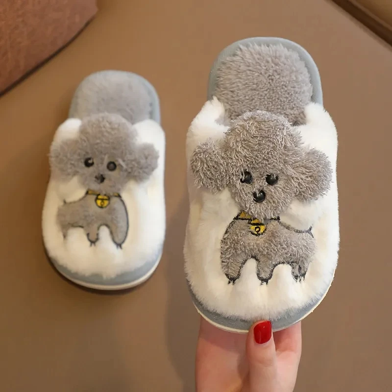 

2021 Winter Design Dogs Toddler Slippers Comforte Baby's Warm Indoor Shoes Boys/Girls House Indoor Animal Plush Slippers Child