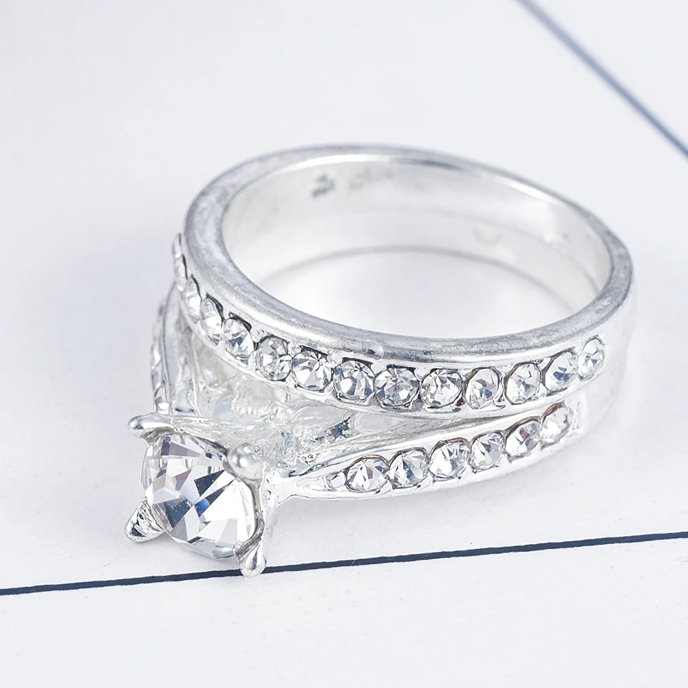 2 шт./компл. шар кольцо Bijoux Femme(украшения своими руками) Модные украшения Bijoux(украшения своими руками) с украшениями в виде серебристых кристаллов Обручение свадебные кольца для мужчин и женщин Anel