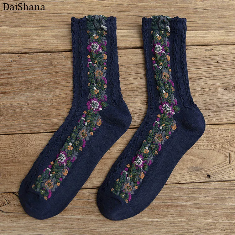 DaiShana, новинка, модные женские носки, теплые и милые, европейские, национальные, ветрозащитные, осенние и зимние, женские, хлопковые, Mujer носки