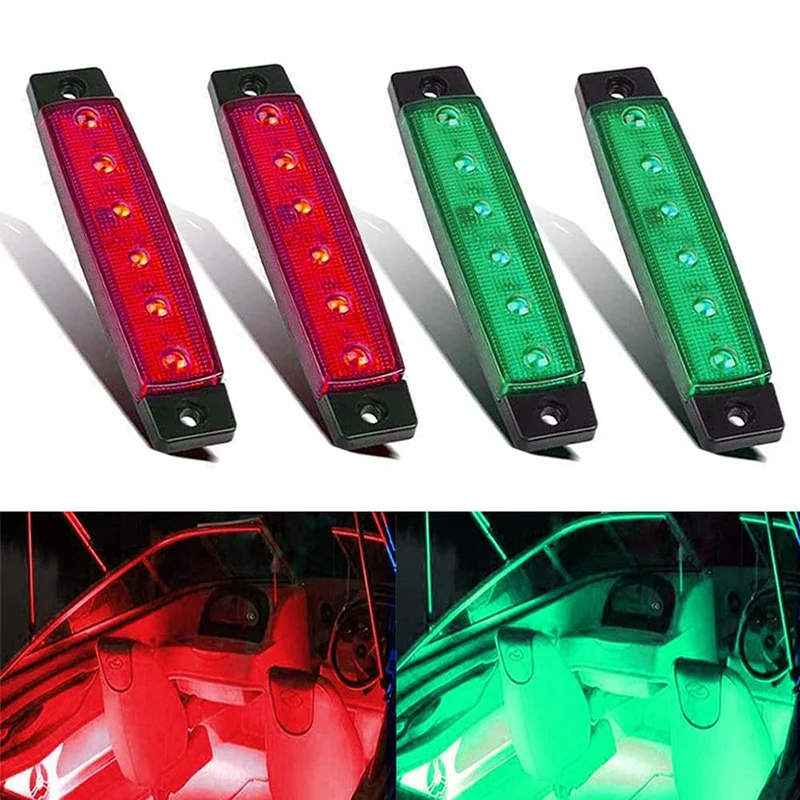 

4PCS Marine Boat Lights 12V Waterproof Boat LED Lights Kayak Lights for Boat Deck & Cockpit Decoration Light Red & Green