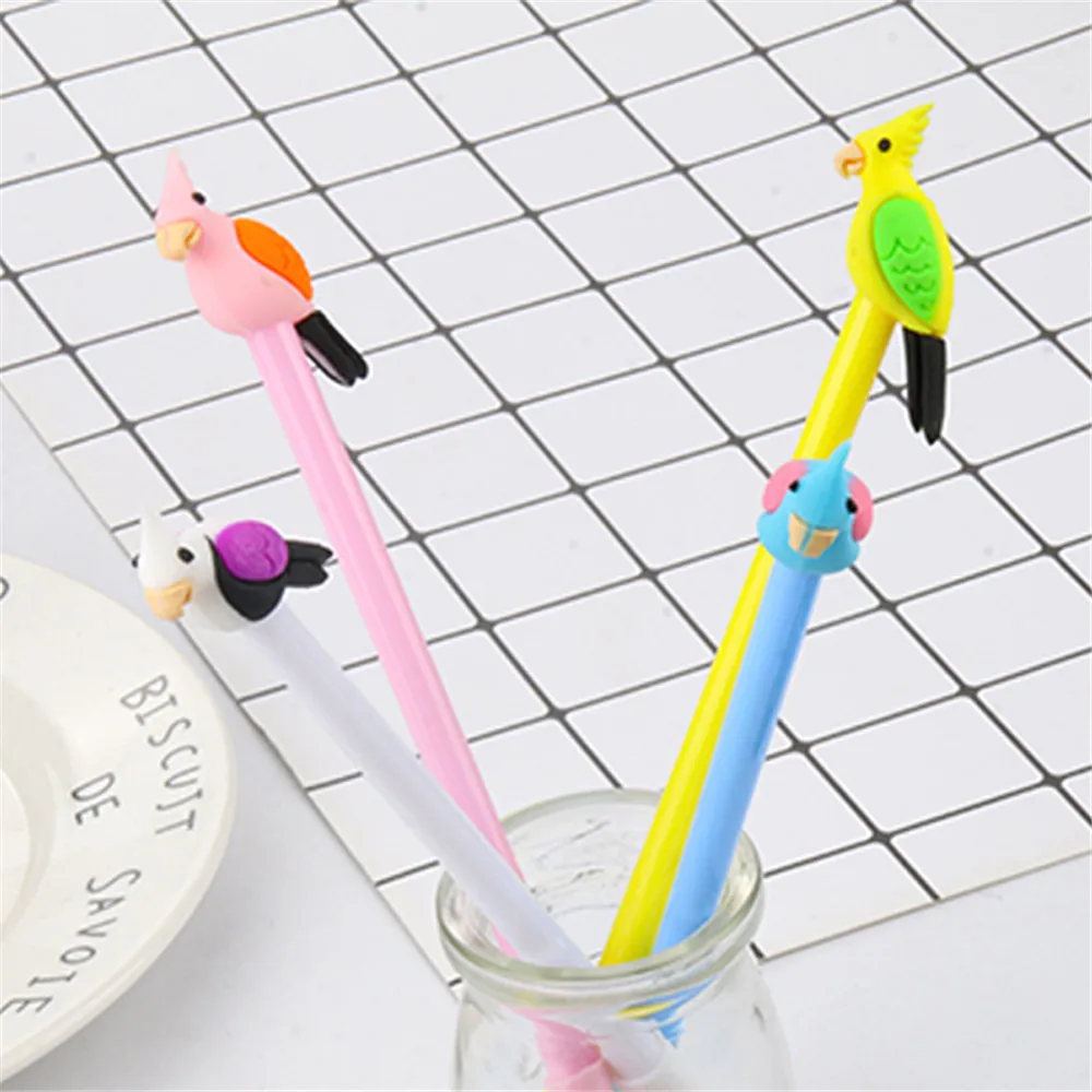 2 шт./лот креативная цветная черная чернильная ручка с изображением попугая
