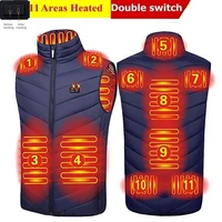 wint smart dual switch 11 areas heated vest men coat intelligent usb electric heating padded jacket thermal warm clothes winter
