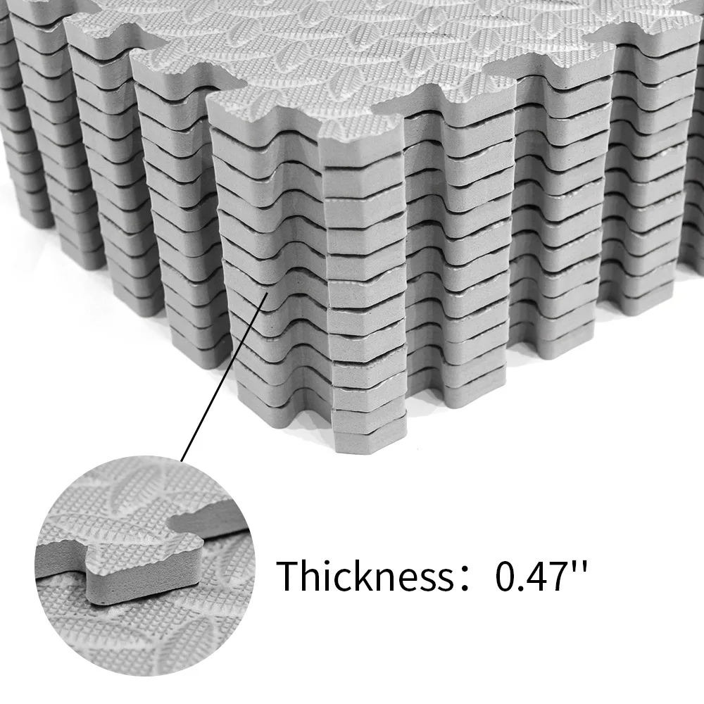 

12PCS 30*30cm EVA Leaf Grain Floor Mats Gym Floor Mat Splicing Mats Patchwork Rugs Thicken Shock For Gym Fitness Room Workouts