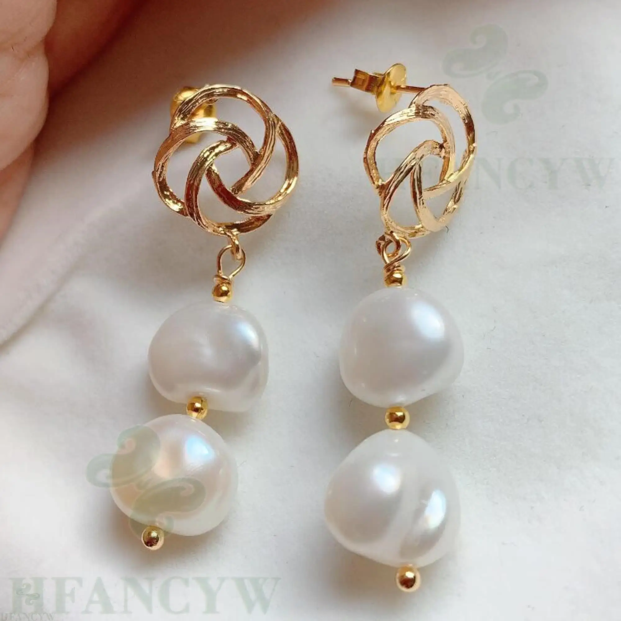 Серьги из белого жемчуга в стиле барокко 18 К серьги капли ювелирные изделия