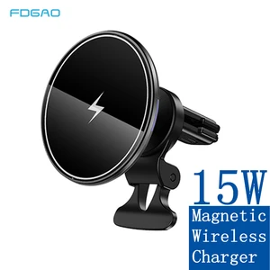 15w automatic clamping magnetic wireless car charger for iphone 13 12 pro max mini air vent phone holder bracket fast charging free global shipping