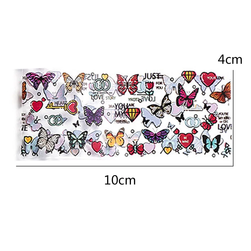 

10Pcs Nail Foil Sticker Transfer Manicure DIY Holographic Flower Butterfly Nail Art Sticker Starry Wraps Adhesive Decal 20X4cm