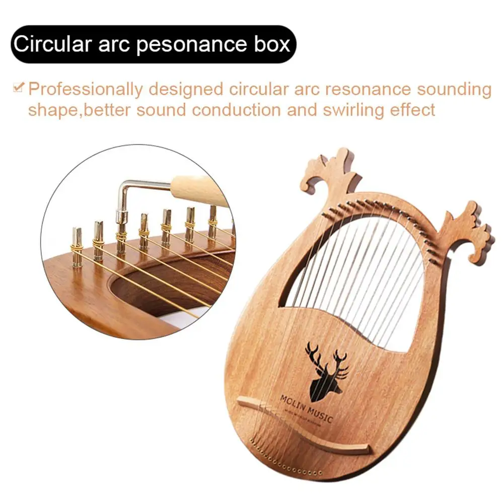 16 note Lyre Harp набор твердый жесткий Махаон портативный с настройкой гаечного ключа