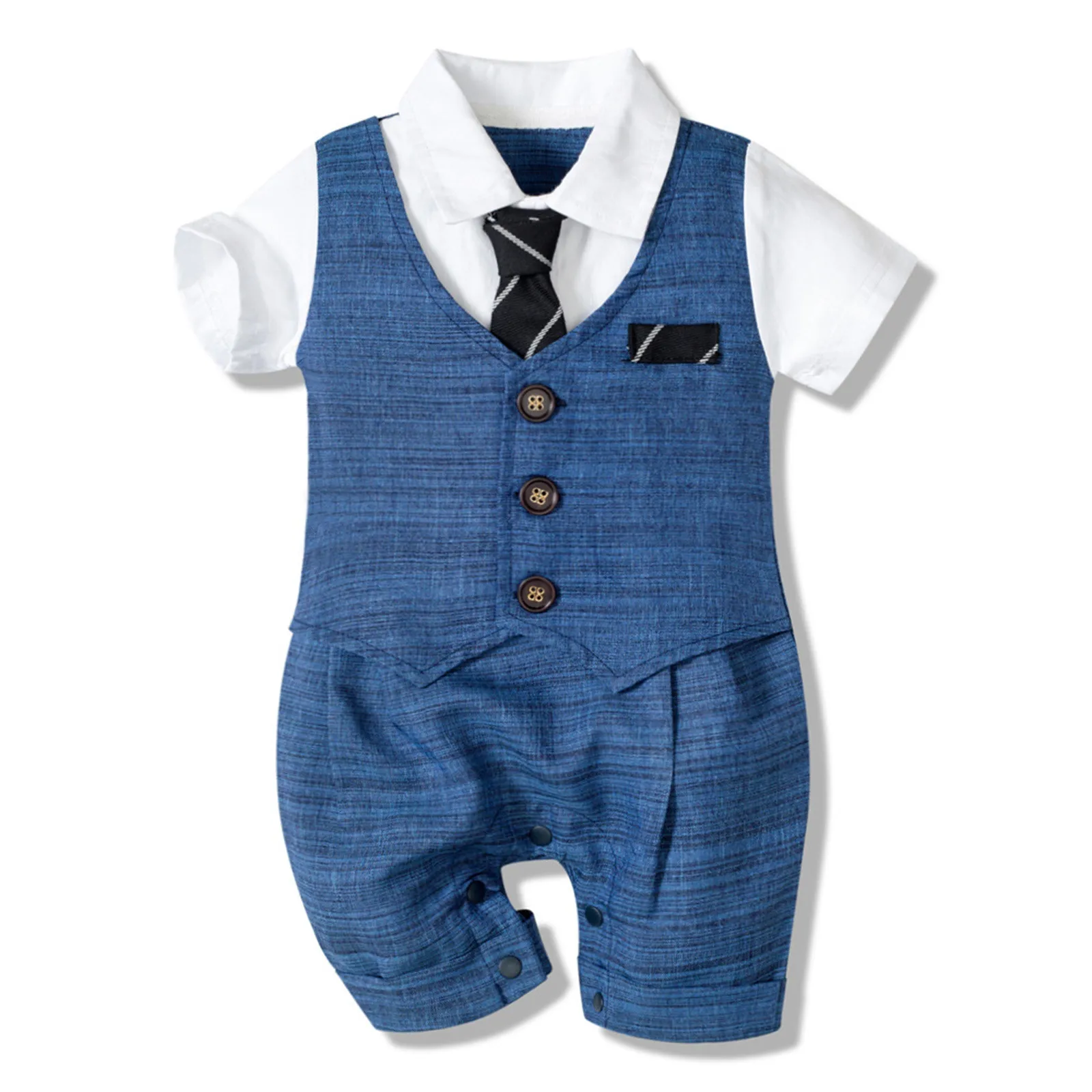 

Newborn Infant Baby Boys Gentleman Jumpsuit Button Romper Formal Clothes Vestidos De Verano Baby Boy Clothes Sukienka Letnia