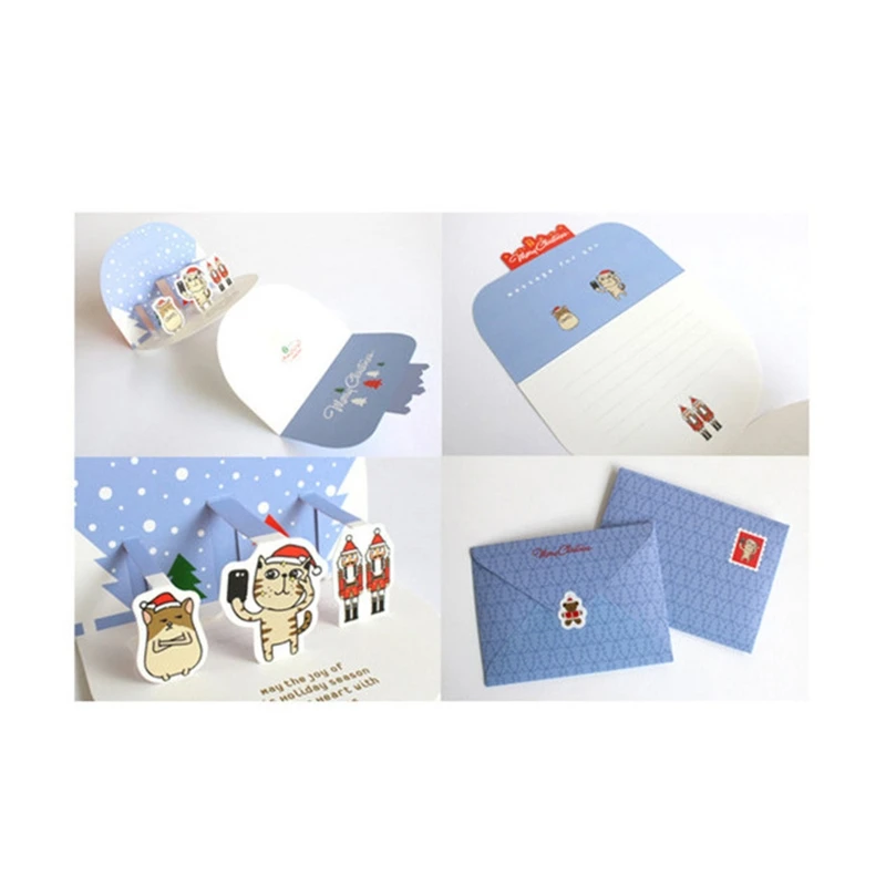 1 Набор рождественских 3D стерео поздравительных открыток AR Виртуальная