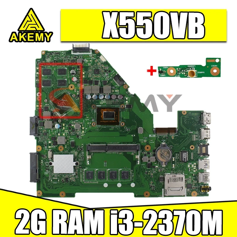 

Akmey X550VB материнская плата для ноутбука Asus X550VB X550CC X550CL X552C A550C K550C Материнская плата ноутбука тесты OK 2G Оперативная память i3-2370M GT740M