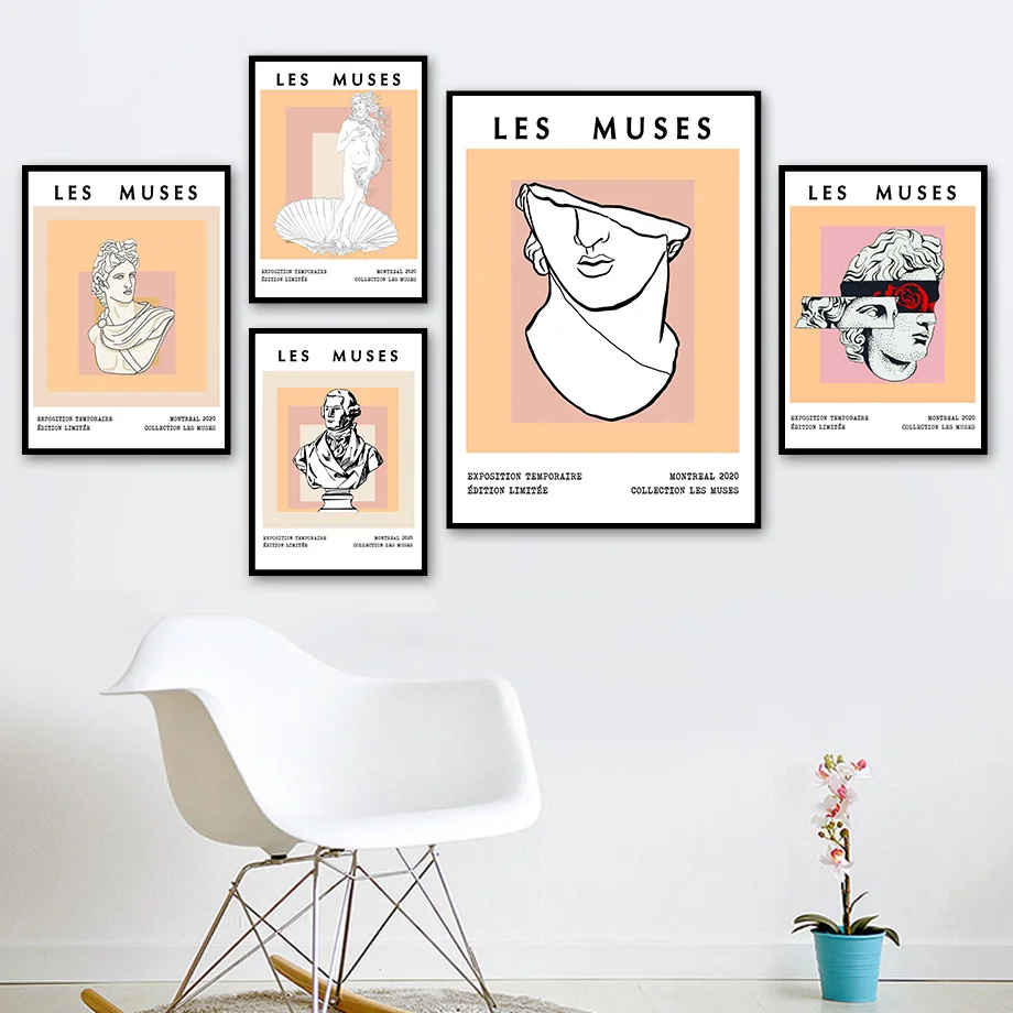 

LES Muses David Washington Stone Carving Wall Art Canvas Painting Nordic Posters And Prints Wall Pictures For Living Room Decor