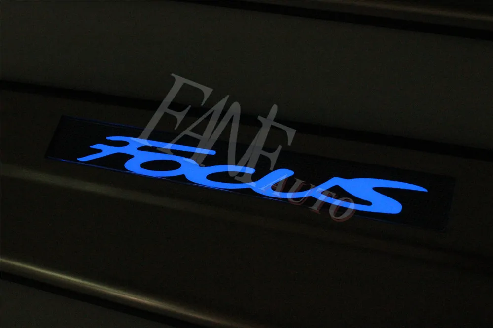 Стайлинг автомобиля светодиодная Накладка на порог из нержавеющей стали