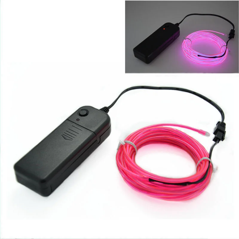 

EL Wire with Controller Car Ambient Lamp Flexible Cuttable Flashing Lights Auto Home Party Decoration Lights 1/3/5 M