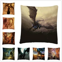 western dragon cartoon pattern linen cushion cover pillow case for home sofa car decor pillowcase 45x45cm