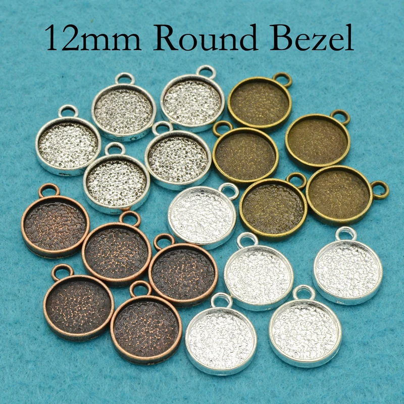 100 pcs - 12/16/20mm Round Bezel Pendant Blanks Circle Cabochon Setting Base for Pendants Bracelet or Earring Charms | Украшения и