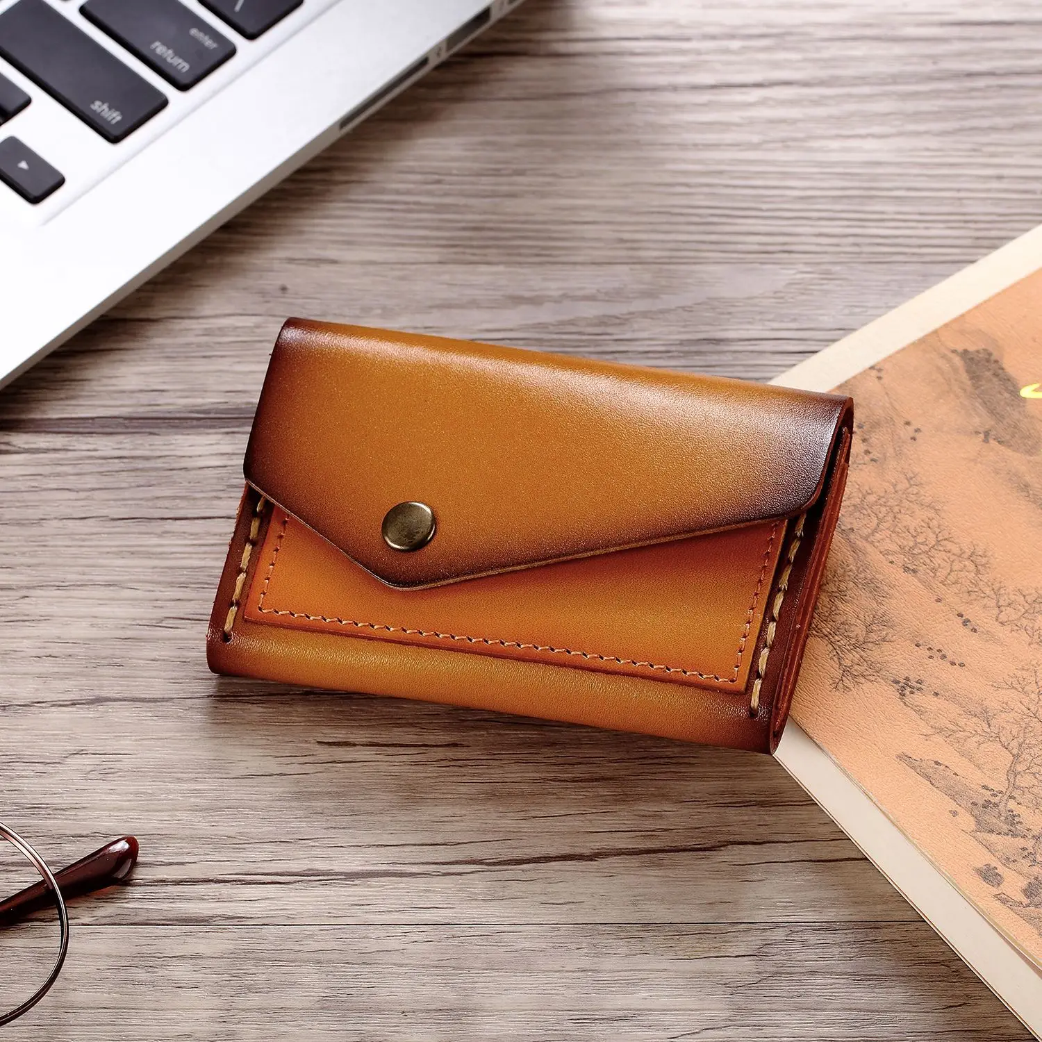 

2021 New Handmade Genuine Real Leather Coin Change Wallet Vintage Purse Credit Bank Card Case Holder Manual Key Pouch Men Male