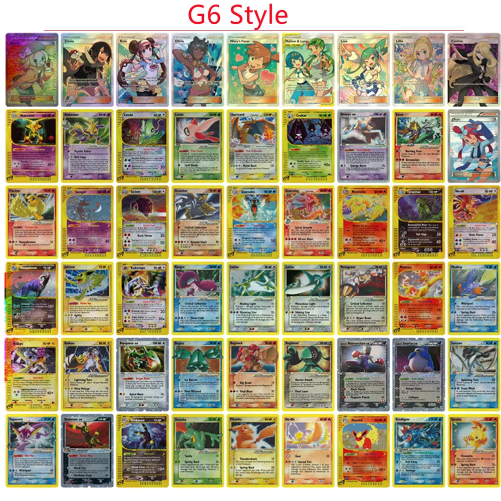 Juego de cartas Pok&eacute;mon de Anime, cartas en ingl&eacute;s, Charizard, Pikachu, MewTwo, GX EX, Vmax, colecci&oacute;n de batalla, regalo de Navidad-2