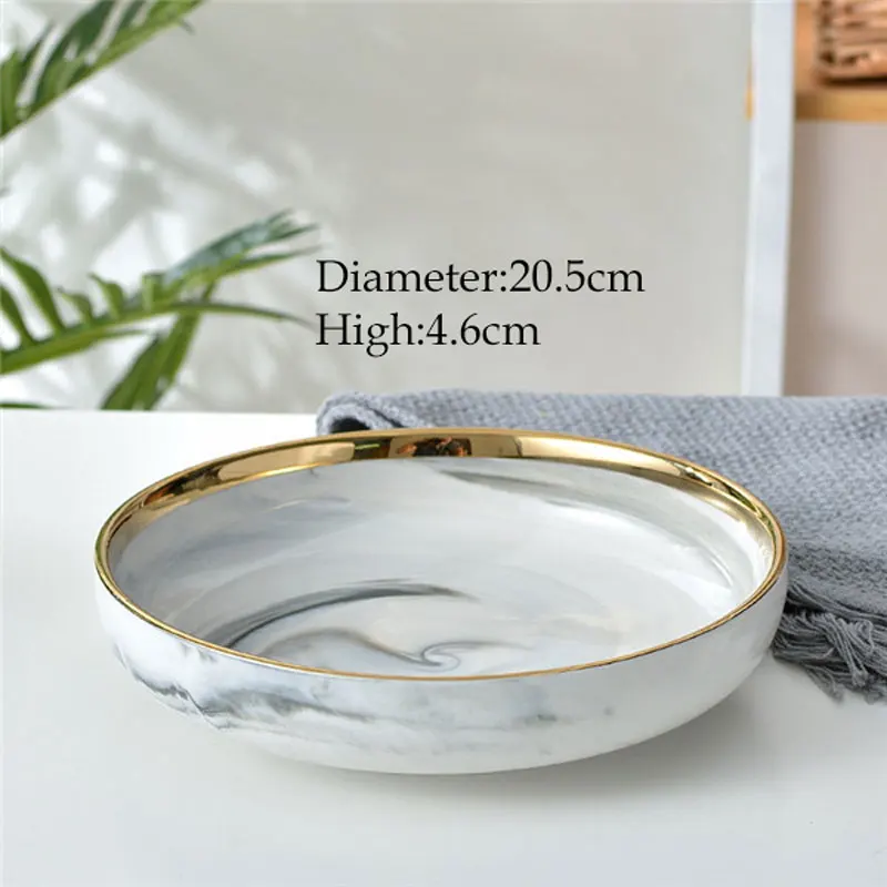 8-inch dish Новинка года. Стильная фарфоровая тарелка с мраморным узором. Керамическая тарелка. Кухонная посуда. Столовый набор из мрамора - Цвет: 8-inch dish