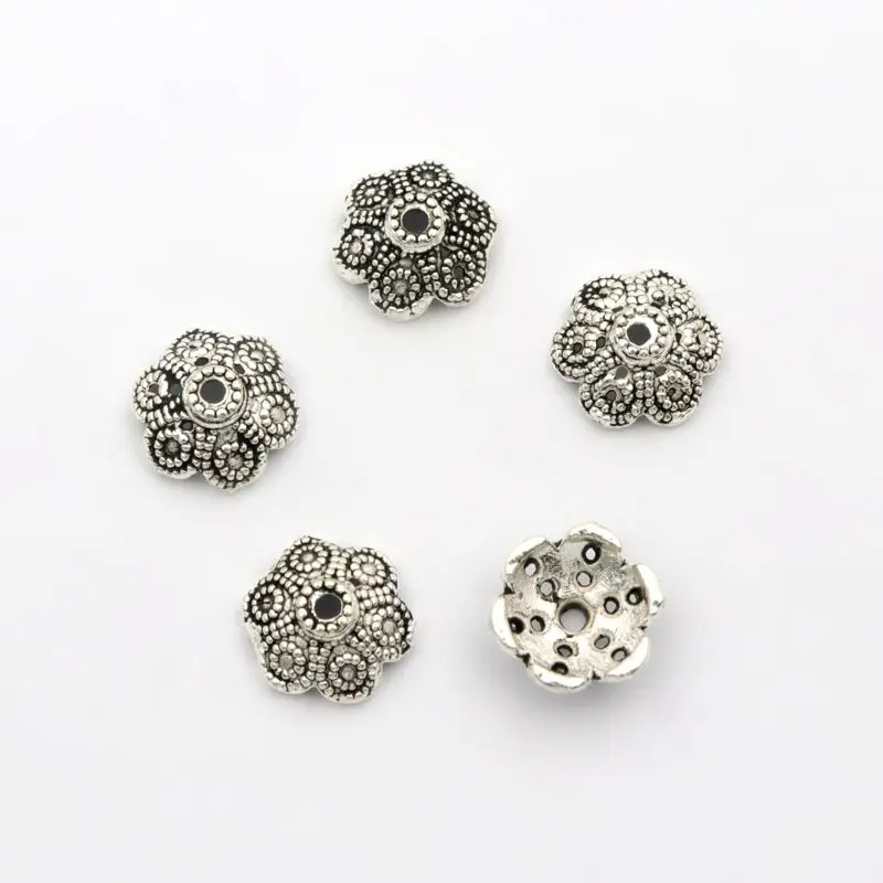 Antique Silver 50 шт. микс тибетских серебряных золотых металлических головок, аксессуары для изготовления ювелирных изделий, браслетов, сережек, оптовых продаж - Цвет: Antique Silver